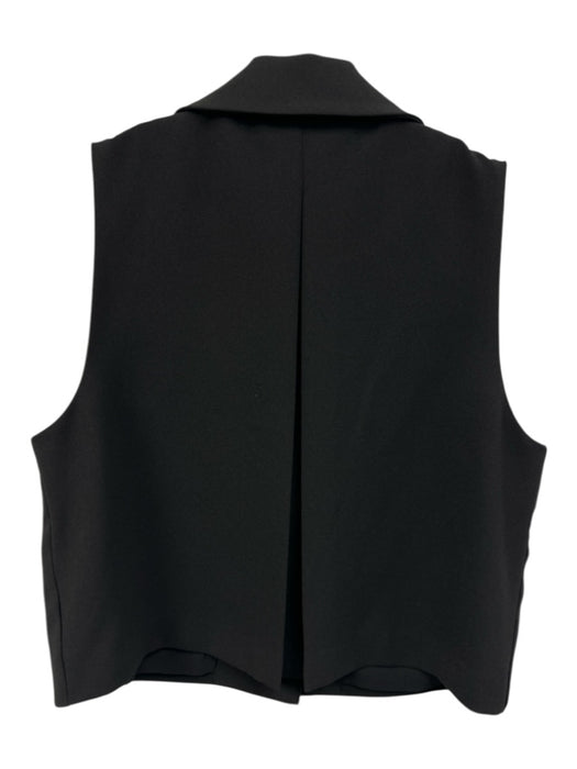 Central Park West Size M Black Polyester Button Front Peak Lapels Vest Black / M
