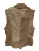 Lamarque Size S Brown Leather & Polyester Zip Front Peak Lapels Zip Pocket Vest Brown / S