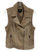 Lamarque Size S Brown Leather & Polyester Zip Front Peak Lapels Zip Pocket Vest Brown / S