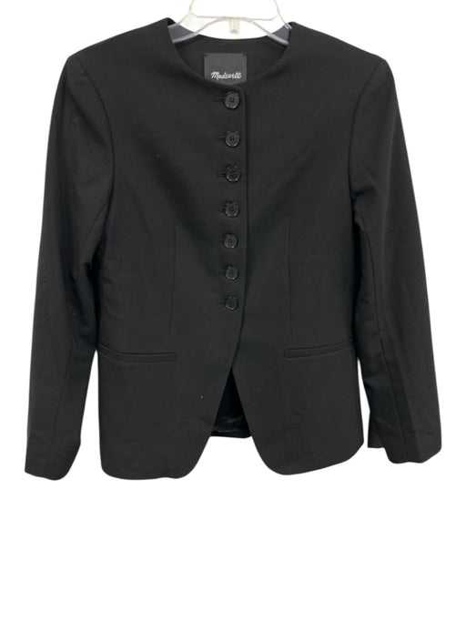Madewell Size 2 Black Poly Blend Button Front rounded neck Long Sleeve Jacket Black / 2