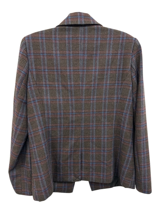 Evereve Size S Blue, Purple & Multi Poly Blend Plaid Peak Lapels Jacket Blue, Purple & Multi / S