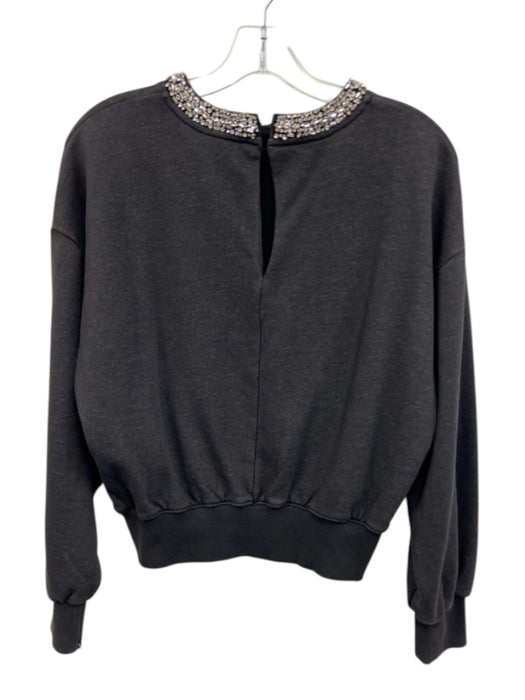 Evereve Size XS Black Cotton Blend Long Sleeve Rhinestone Sweater Black / XS