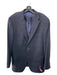 Facconable Dark Gray & Blue Wool Blend Windowpane 2 Button Men's Blazer 56
