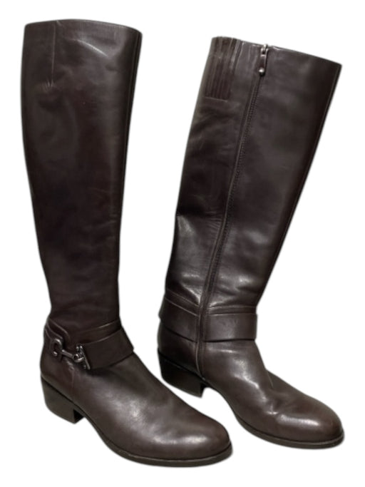 Via Spiga Shoe Size 7 Brown Leather Tall Side Zip silver hardware Boots Brown / 7