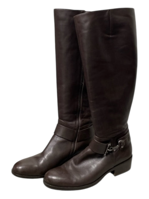 Via Spiga Shoe Size 7 Brown Leather Tall Side Zip silver hardware Boots Brown / 7