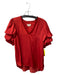 Zadig & Voltaire Size XS Red Polyester Ruffle Sleeves V Neck Ruffle Neckline Top Red / XS