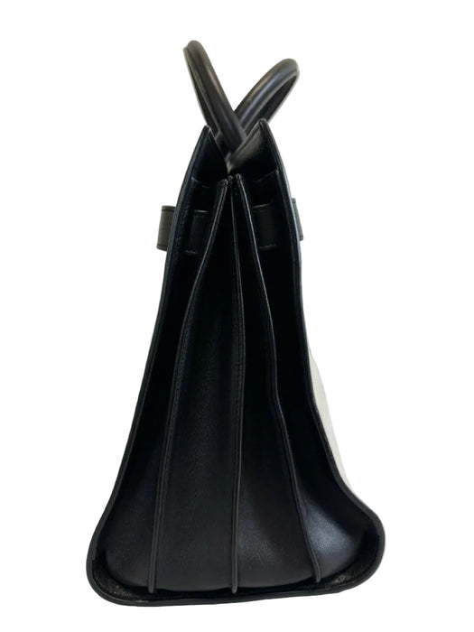 Saint Laurent White & Black Leather Top Handle Color Block Crossbody Strap Bag