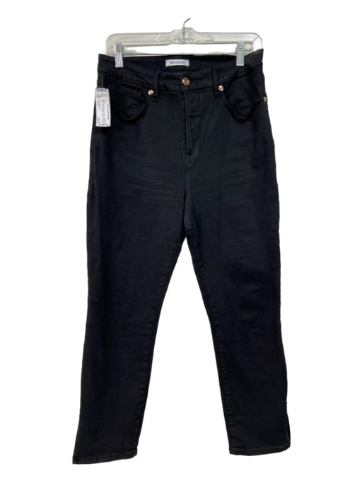 Good American Size 12/31 Black Cotton Denim Stretch Button & Zip Front Pants Black / 12/31