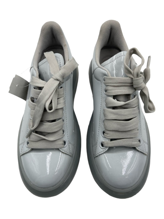 Alexander McQueen Shoe Size 36.5 Gray Patent Leather Laces Platform Sneakers Gray / 36.5