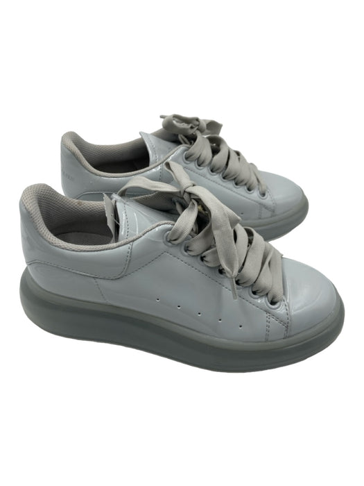 Alexander McQueen Shoe Size 36.5 Gray Patent Leather Laces Platform Sneakers Gray / 36.5