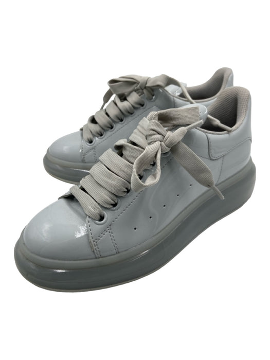 Alexander McQueen Shoe Size 36.5 Gray Patent Leather Laces Platform Sneakers Gray / 36.5