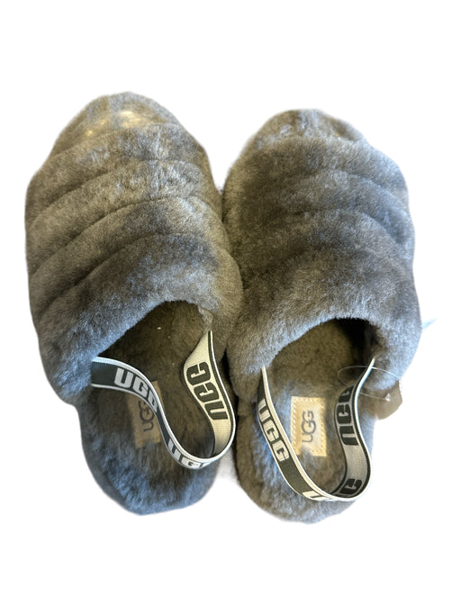 Ugg Shoe Size Est 7 Gray fuzzy Elastic Band Slip On Open Toe Slippers Gray / Est 7