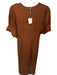 Free People Size S Brown Viscose & Linen Tie Button Front Short Sleeve Dress Brown / S