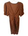 Free People Size S Brown Viscose & Linen Tie Button Front Short Sleeve Dress Brown / S