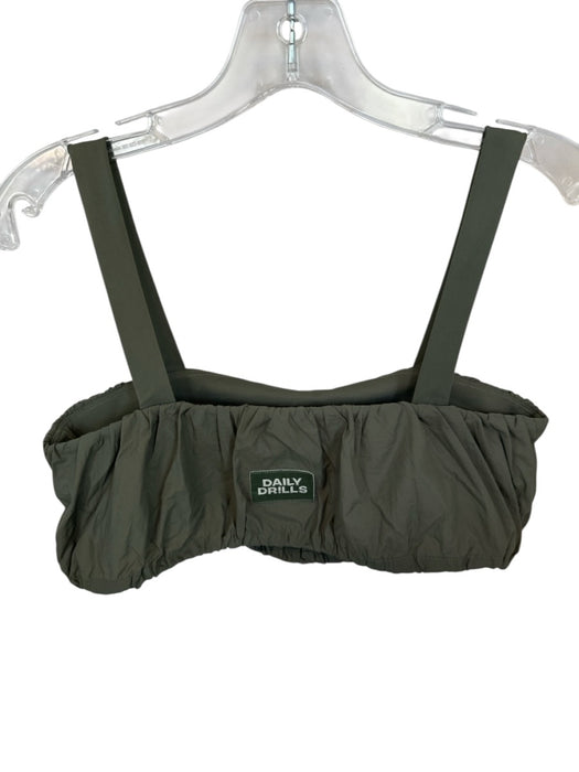 Daily Drills Size XS Olive Green Nylon Crinkle Sports Bra Athletic Top Olive Green / XS