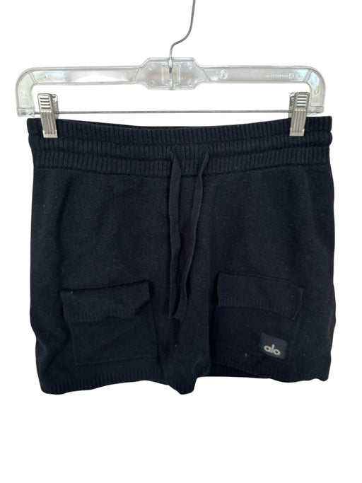 Alo Size M Black Cotton Blend Drawstring Side Pockets Athletic Skort Black / M
