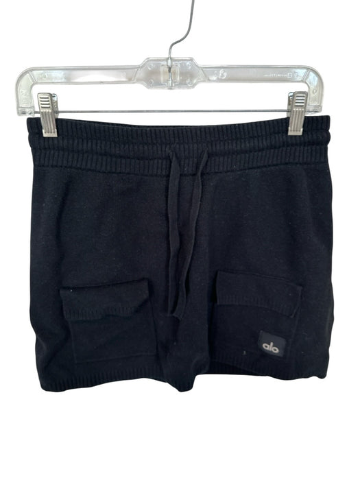 Alo Size M Black Cotton Blend Drawstring Side Pockets Athletic Skort Black / M