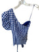 TCEC Size S Blue & White Polyester Blend One Shoulder Gingham Belted Top Blue & White / S