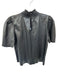 Willa Story Size XS Black Vegan Leather Short Sleeve Smocked Neck Top Black / XS