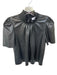 Willa Story Size XS Black Vegan Leather Short Sleeve Smocked Neck Top Black / XS