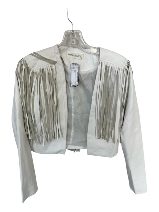 Pants Store Size M White Vegan Leather Fringe Cropped Jacket White / M