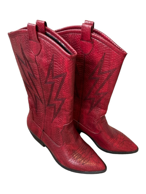 Dirty Laundry Shoe Size 7.5 Red & Black Vegan Leather Snake Embossed Boots Red & Black / 7.5