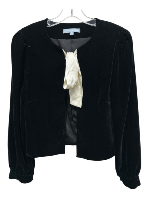 Antonio Melani Size 8 Black & Cream Polyester Velvet Open Front Jacket Black & Cream / 8