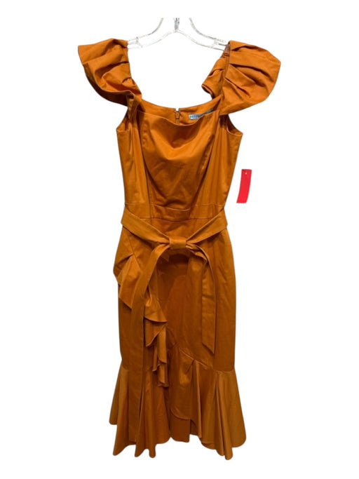 Antonio Melani Size 4 Mustard Yellow Cotton Blend Cap Sleeve Square Neck Dress Mustard Yellow / 4