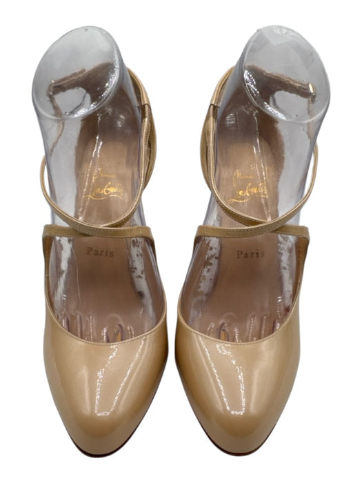 Christian Louboutin Shoe Size 39.5 Tan & Gold Patent Leather Iridescent Pumps Tan & Gold / 39.5
