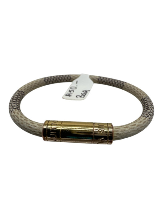 Louis Vuitton White, Gray & Gold Coated Canvas Damier Gold Clasp Bracelet White, Gray & Gold