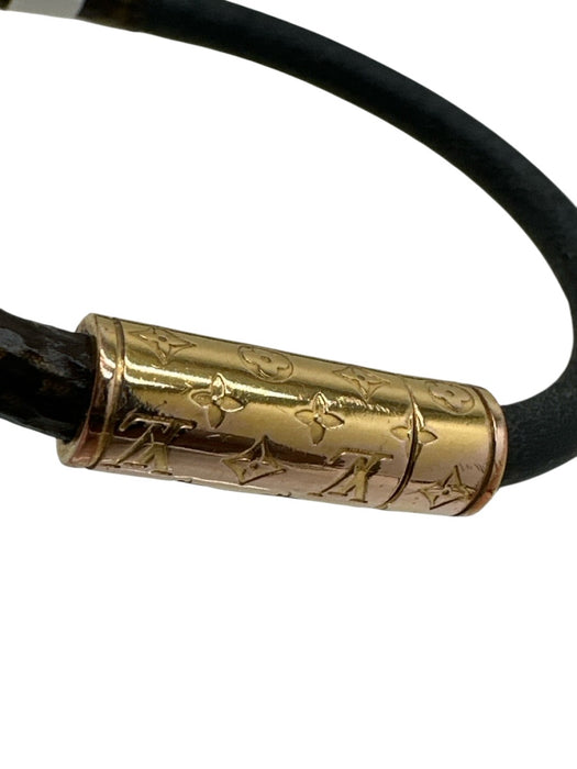 Louis Vuitton Brown, Black & Gold Coated Canvas Rubber Gold Clasp Bracelet Brown, Black & Gold