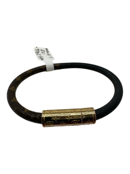 Louis Vuitton Brown, Black & Gold Coated Canvas Rubber Gold Clasp Bracelet Brown, Black & Gold