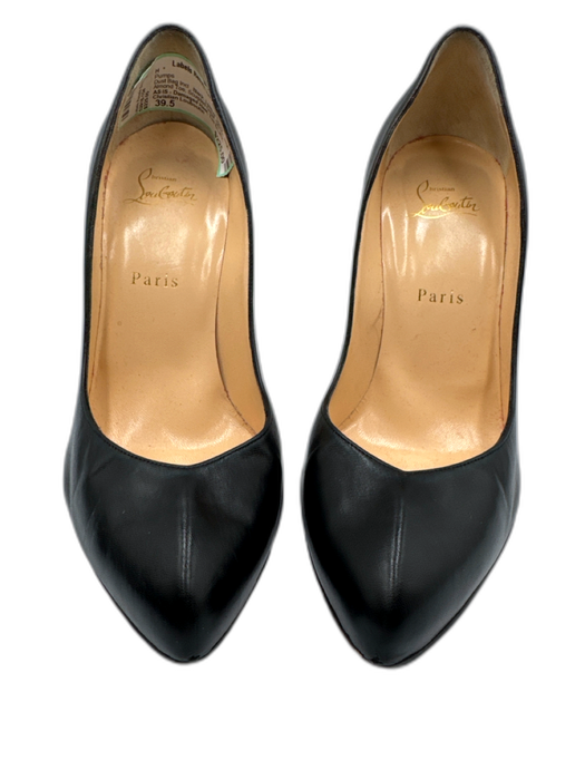 Christian Louboutin Shoe Size 39.5 Black Leather Upper Almond Toe Stiletto Pumps Black / 39.5