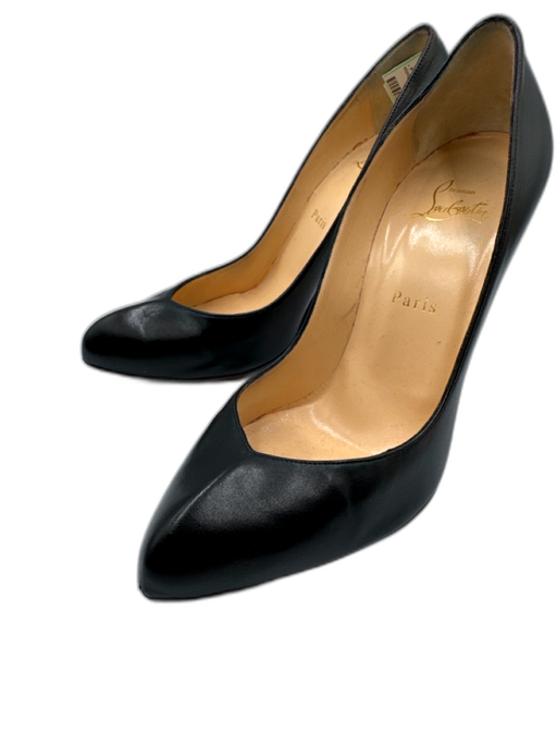 Christian Louboutin Shoe Size 39.5 Black Leather Upper Almond Toe Stiletto Pumps Black / 39.5