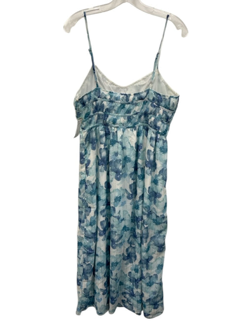 Storia Size L Mixed Blues Polyester Metallic Thread Floral Spaghetti Strap Dress Mixed Blues / L