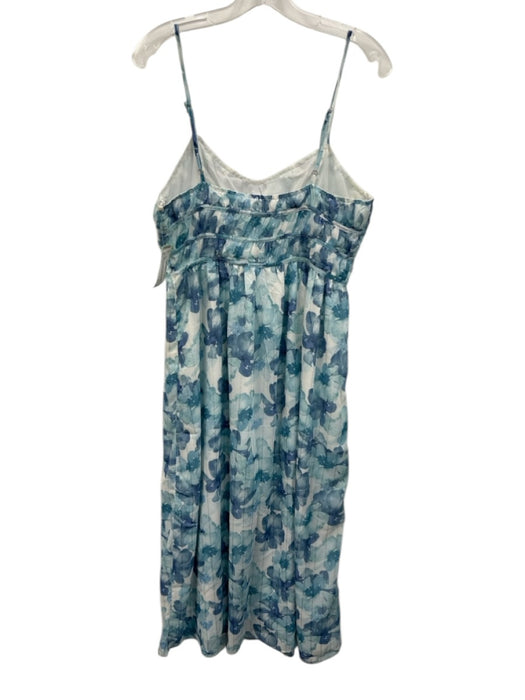Storia Size L Mixed Blues Polyester Metallic Thread Floral Spaghetti Strap Dress Mixed Blues / L