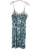 Storia Size L Mixed Blues Polyester Metallic Thread Floral Spaghetti Strap Dress Mixed Blues / L