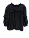Frame Size M Black Silk 3/4 Balloon Sleeve Ruffle Detail V Neck Top Black / M