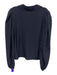 Frame Size L Navy Blue Silk Long puff sleeve Collar Buttons Blouse Top Navy Blue / L