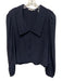 Frame Size L Navy Blue Silk Long puff sleeve Collar Buttons Blouse Top Navy Blue / L