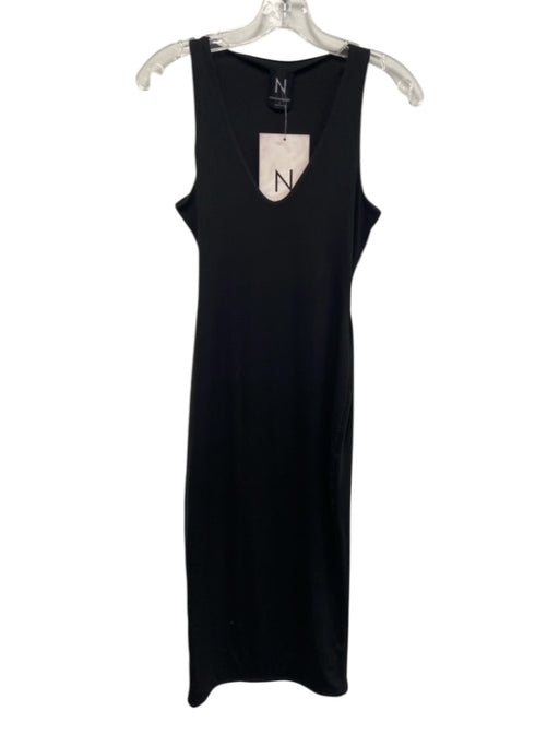 Naked Wardrobe Size M Black Polyester & Spandex Sleeveless Scoop Neck Midi Dress Black / M