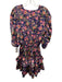 Misa Size M Blue, Pink, Green Polyester Satin Short Puff Sleeve Mini Dress Blue, Pink, Green / M