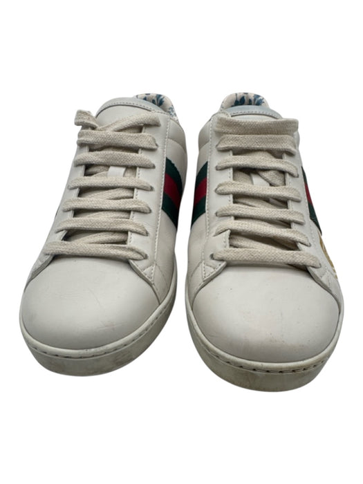 Gucci Shoe Size 38 white, green & red Leather Logo Round Toe Lace Up Sneakers white, green & red / 38