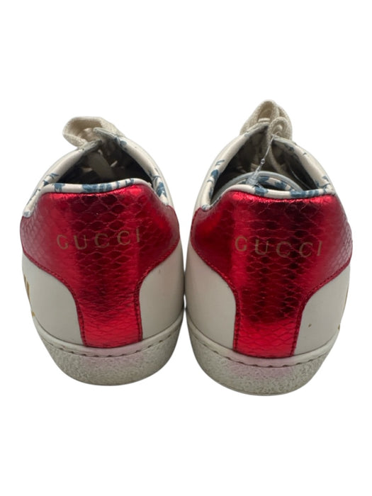 Gucci Shoe Size 38 white, green & red Leather Logo Round Toe Lace Up Sneakers white, green & red / 38
