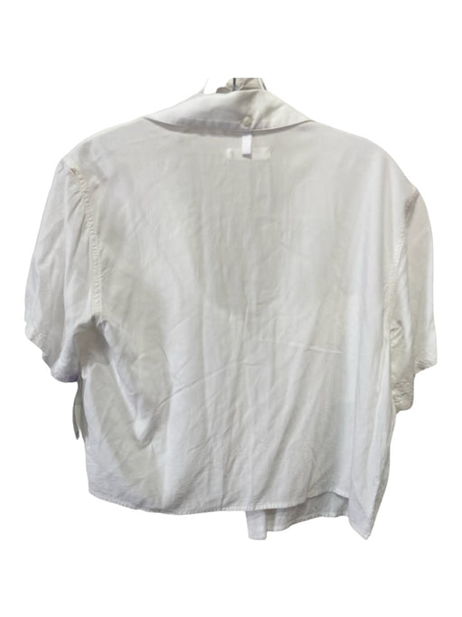 Rag & Bone Size XS White Rayon Collared Button Up Short Sleeve Crop Top White / XS