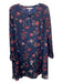 Cupcakes & Cashmere Size S Navy Brown Red Floral Keyhole Long Sleeve Shift Dress Navy Brown Red / S