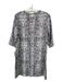 Equipment Size Medium Gray & Black Silk 3/4 Sleeve Snake Print Round Neck Dress Gray & Black / Medium