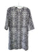 Equipment Size Medium Gray & Black Silk 3/4 Sleeve Snake Print Round Neck Dress Gray & Black / Medium