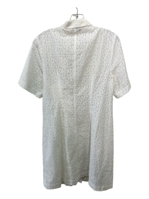 Rebecca Taylor Size 4 White Cotton Eyelet Front Buttons Knee Length Dress White / 4