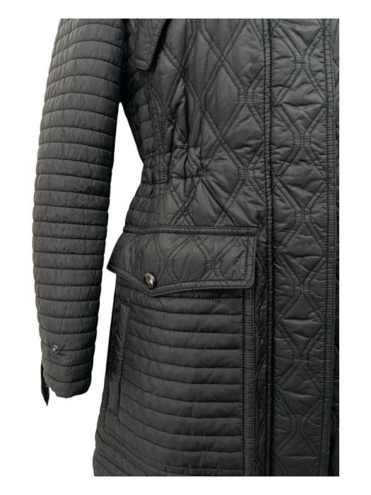 Burberry Size XS Black Polyamide Diamond Quilted Hood Long Sleeve Coat Black / XS